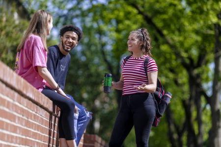 Student having a good time outdoors